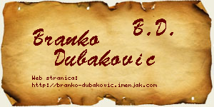 Branko Dubaković vizit kartica